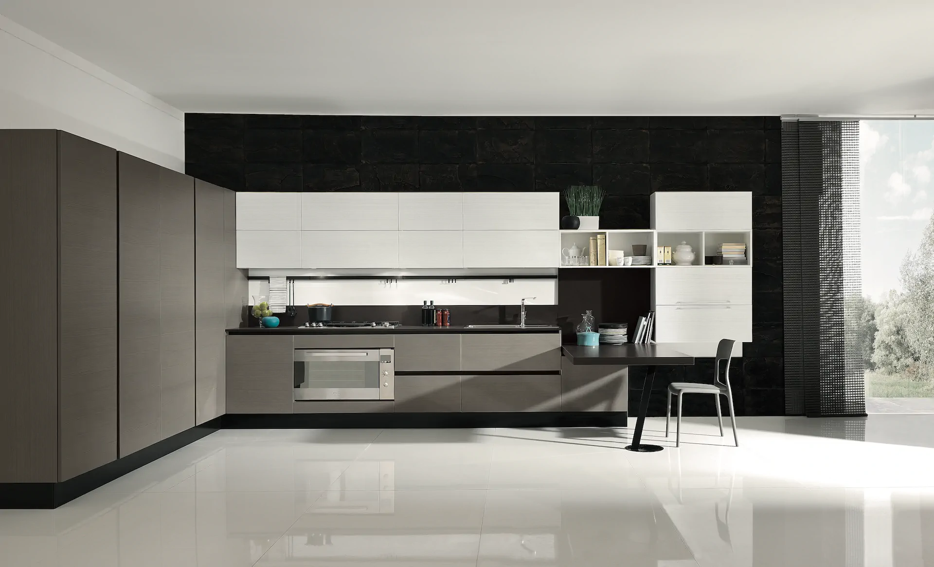 ARAN kitchen storage with tall units, shelving, and organized interior space