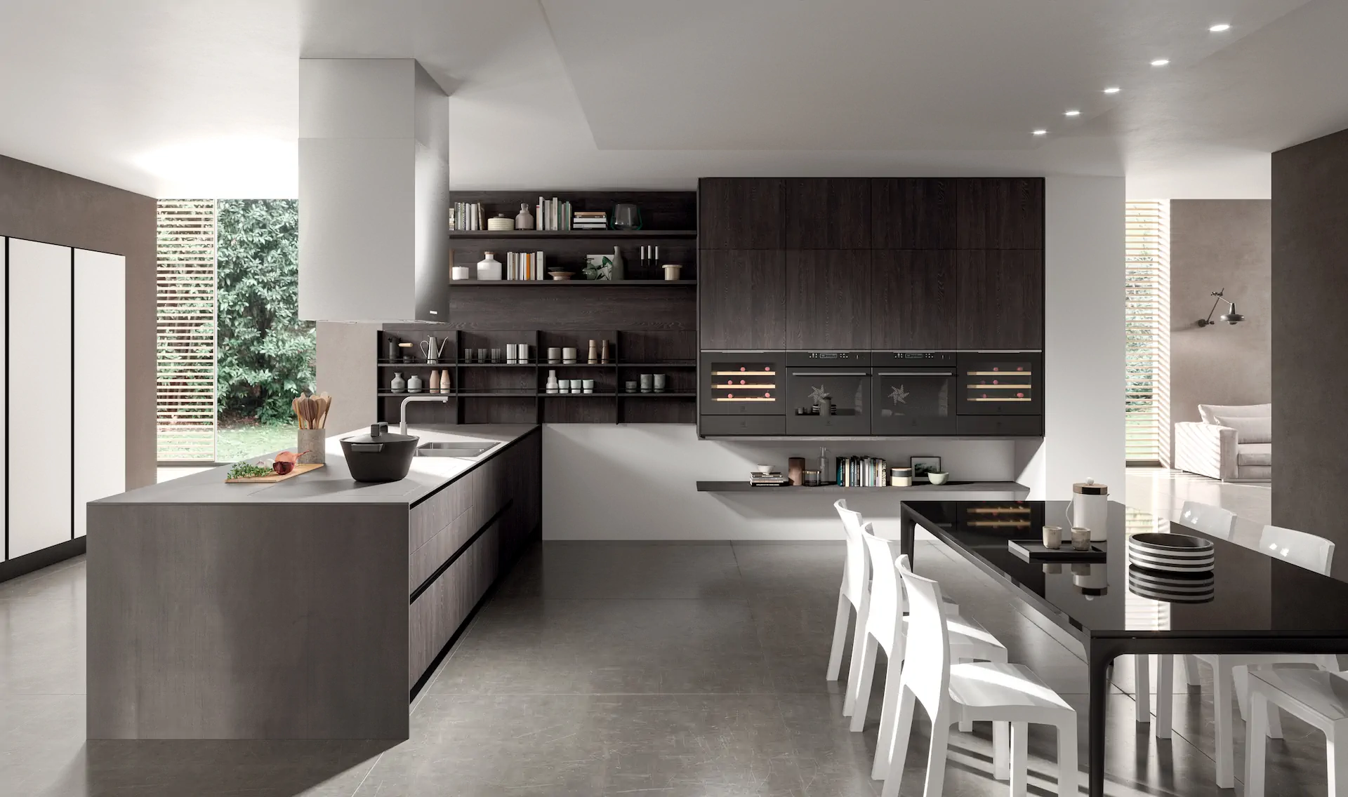ARAN kitchen detail showing worktop edge, cabinetry finish, and material transition