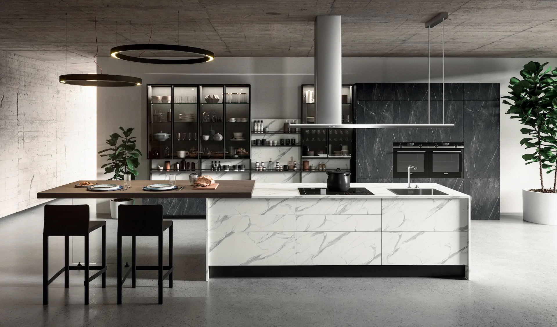 ARAN kitchen cabinet fronts showing handleless cabinetry and surface finish