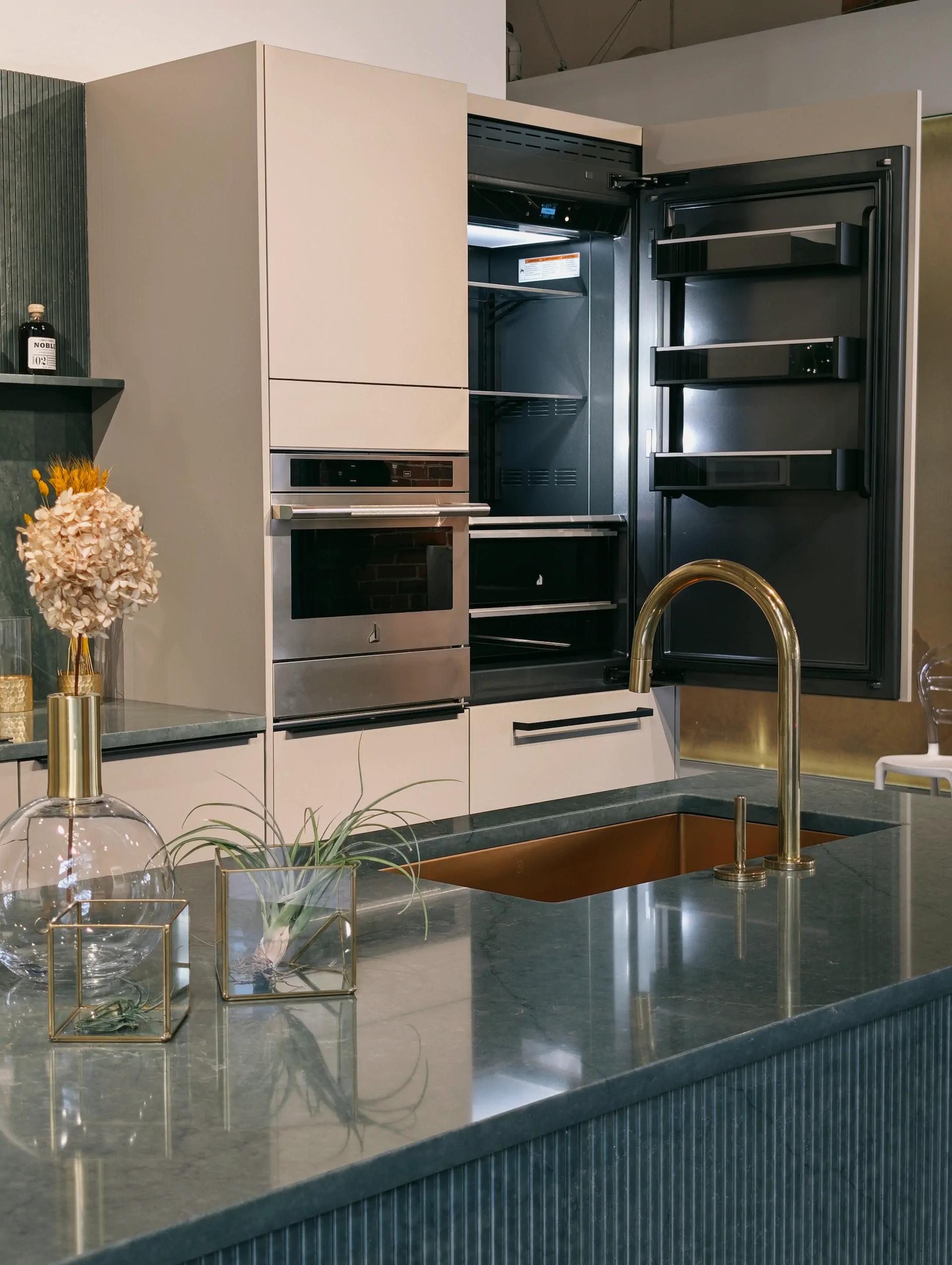 JennAir appliances installed inside a KI Atelier kitchen display in Vancouver