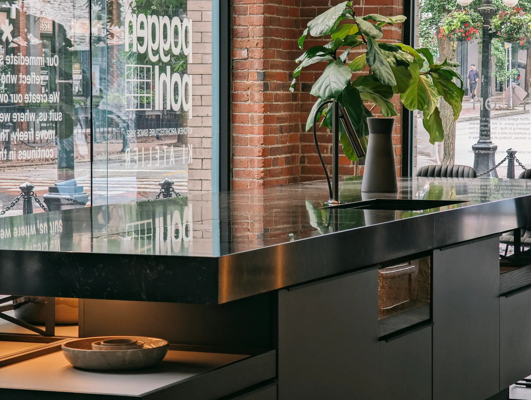 KI Atelier showroom in Vancouver with kitchen systems, cabinetry, surfaces, and appliance displays