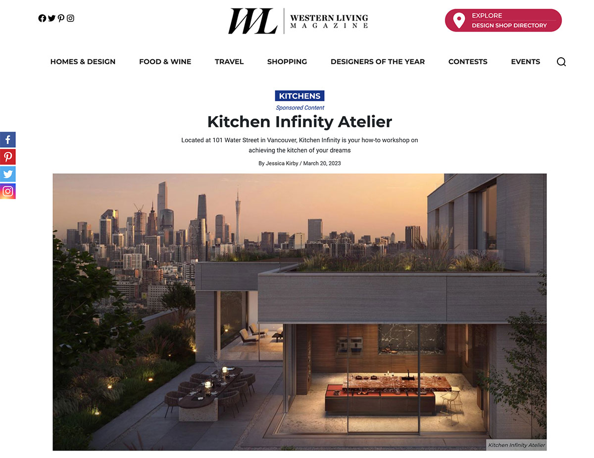 Kitchen Infinity Atelier in western Living Magazine